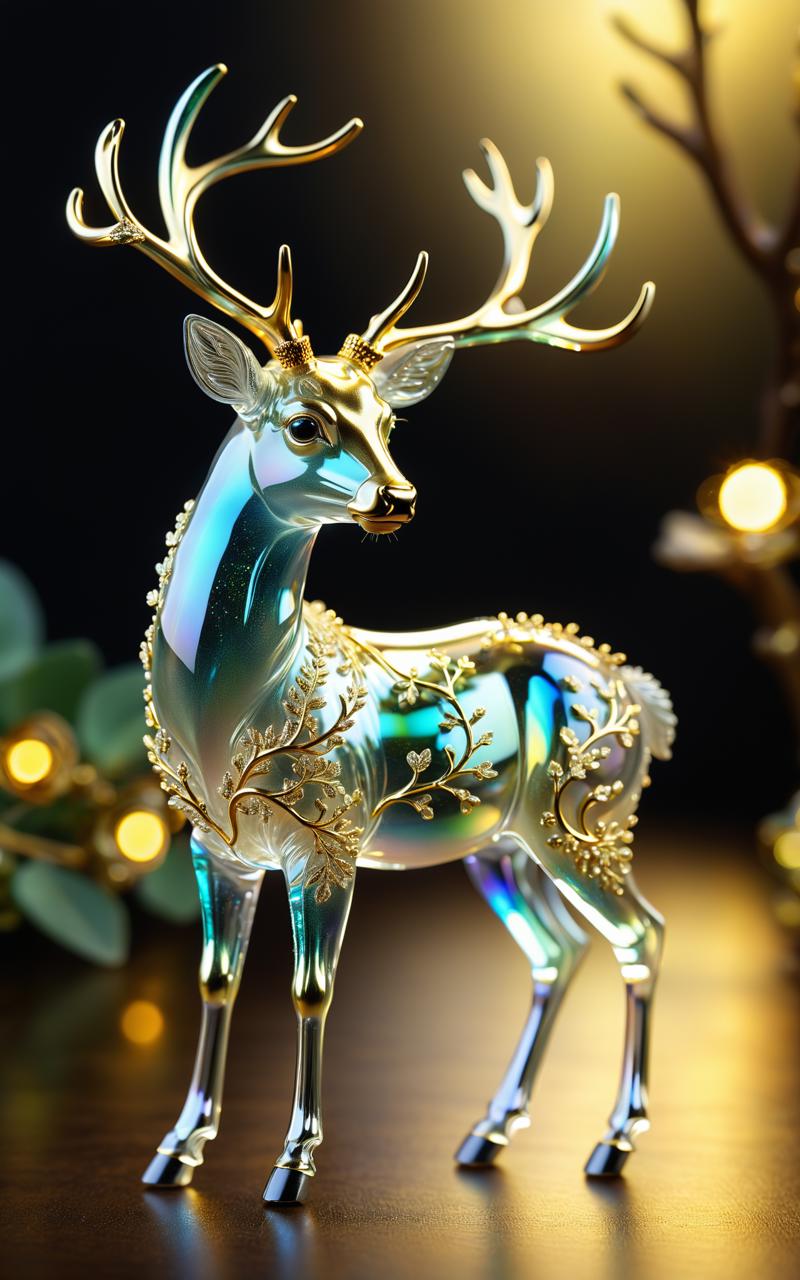 04074-1966801242-extremely delicate iridiscent deer made of glass, translucent, tiny golden accents, beautifully and intricately detailed, ethere.png